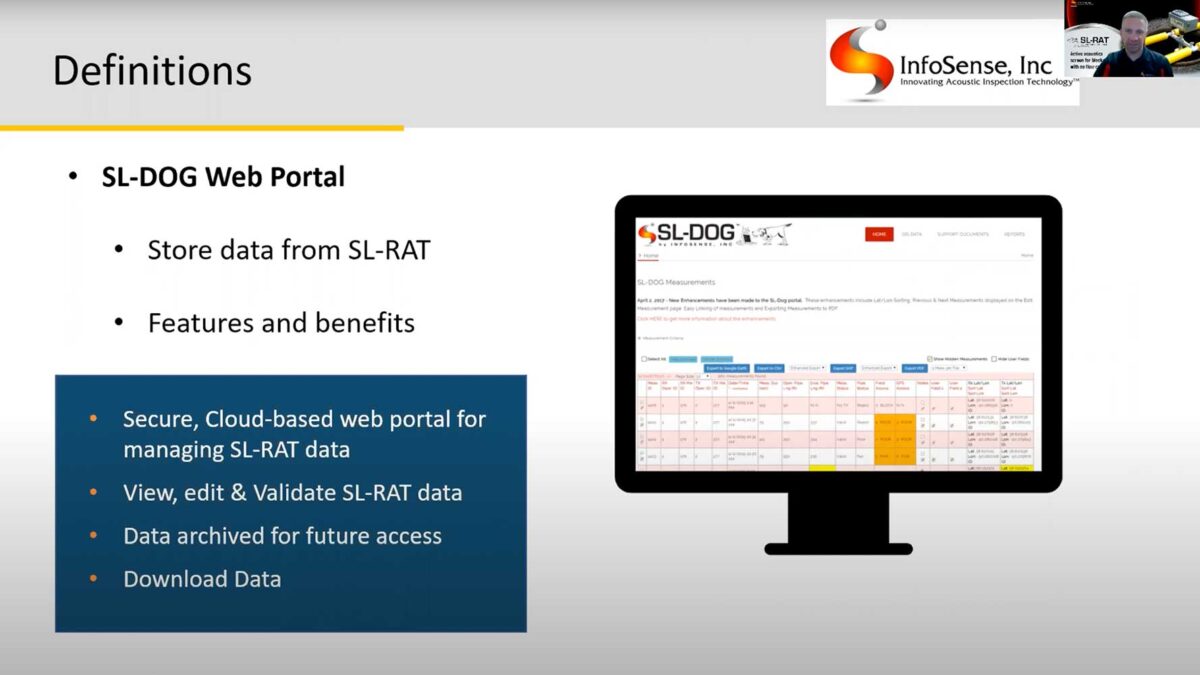 Screenshot of SL-DOG software from presentation deck shown in webinar