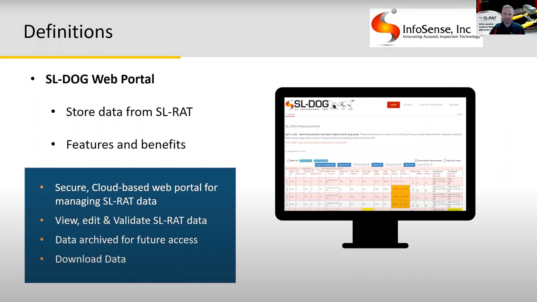 Screenshot of SL-DOG software from presentation deck shown in webinar